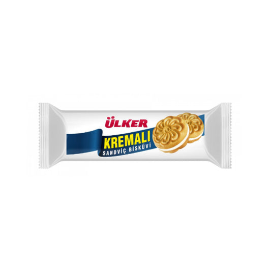 ULKER Kremali: Milk Sandwich Biscuits Filled with Milk Cream (61g) - 24 Pieces per box