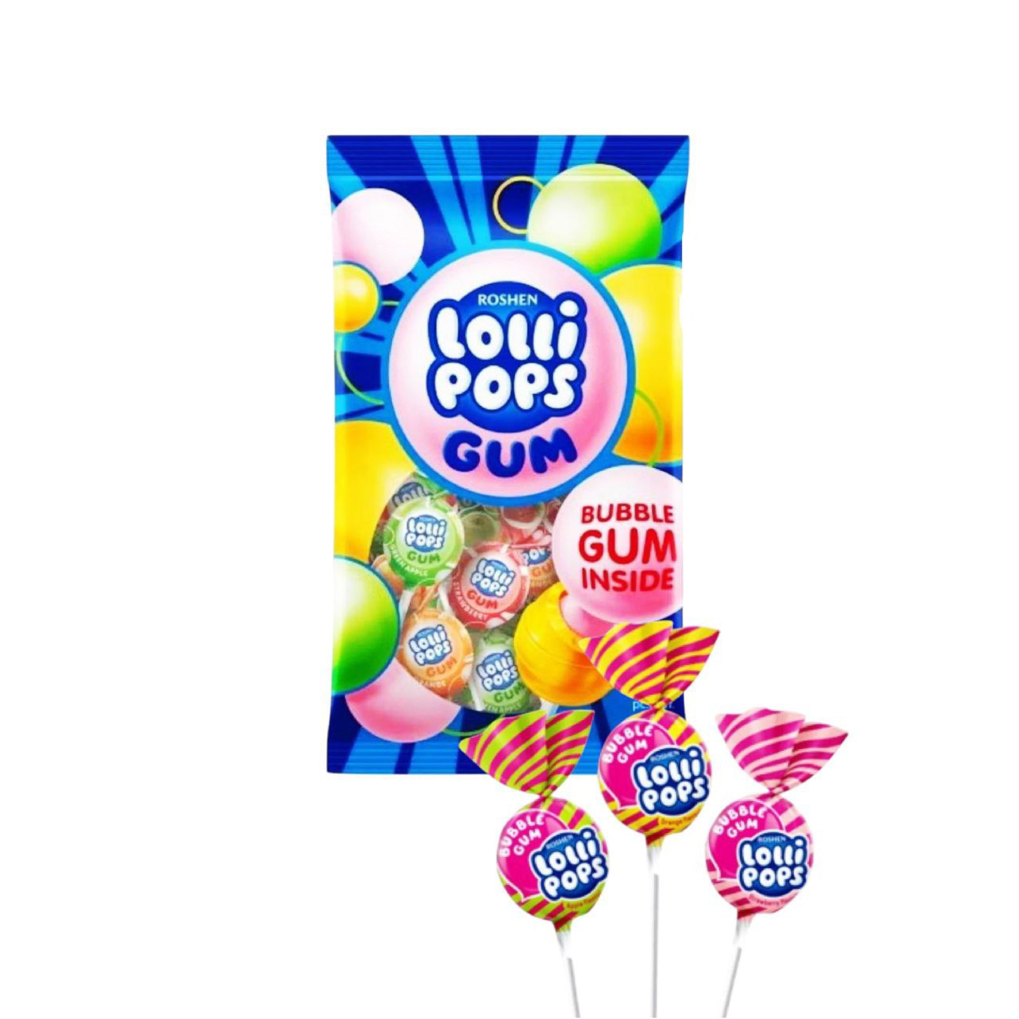 ROSHEN Lollipops With Bubble Gum Inside - 10 Pieces per bag