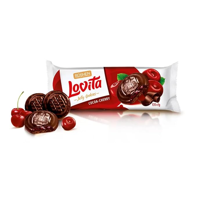 ROSHEN Lovita Biscuit cookies filled with jelly and coated with chocolate
