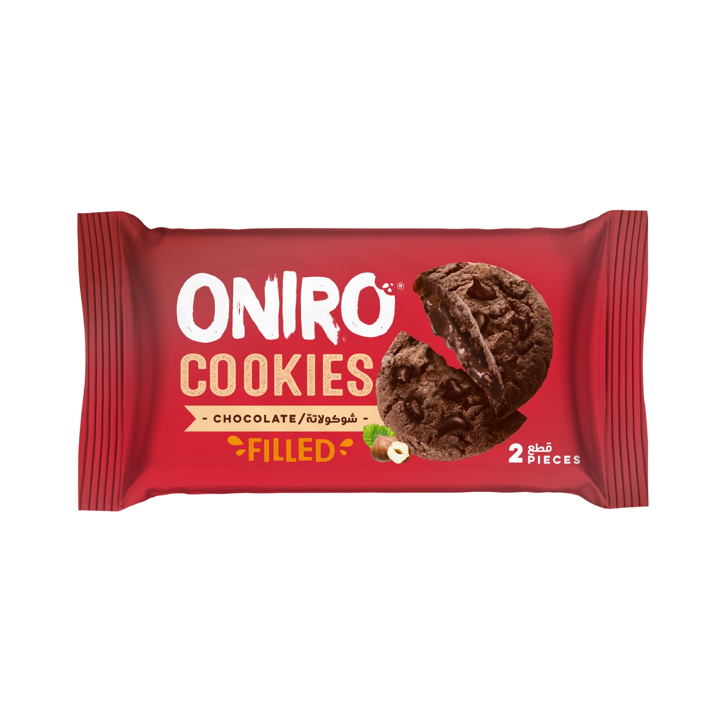 ONIRO Chocolate Cookies with Chocolate Chips and creamy chocolate hazelnut filling