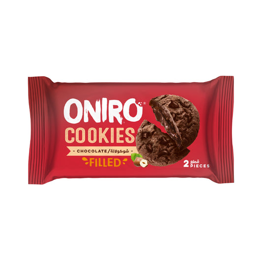 ONIRO Chocolate Cookies with Chocolate Chips and creamy chocolate hazelnut filling