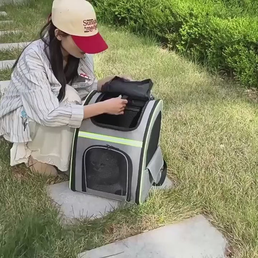 Expandable Pet Carrier Backpack with Sunshade | Cat & Dog Travel Bag