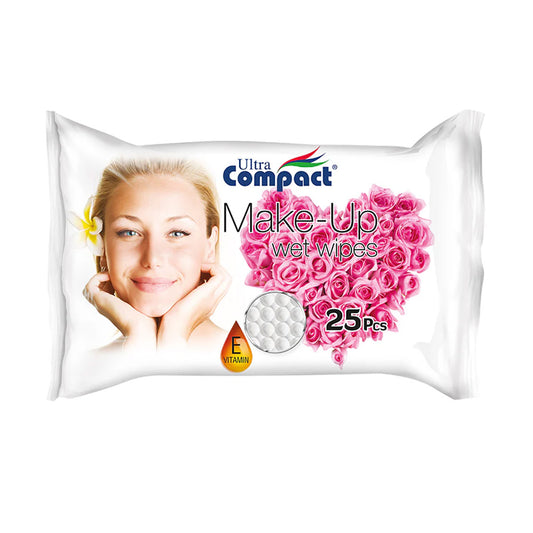 Ultra Compact Makeup Remover Wet Wipes with Rose Scent - 25 Sheets