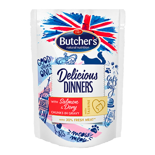 Butcher's Cat Dlicious Dinners Chunks in Gravy Pouches - 100g
