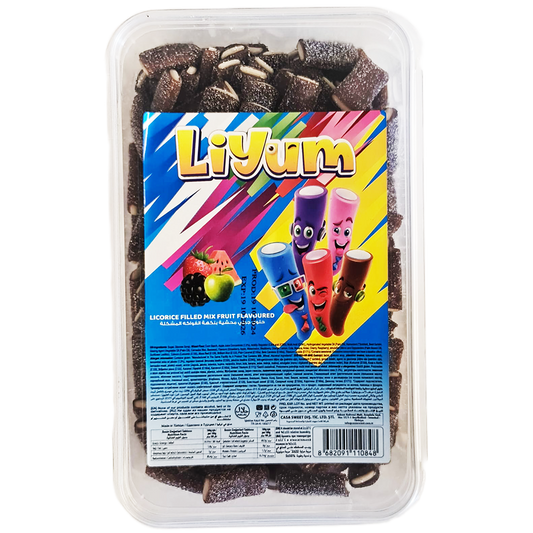 LIYUM Jellies: Black Sour Licorice Filled with mixed fruits flavor (1500g)
