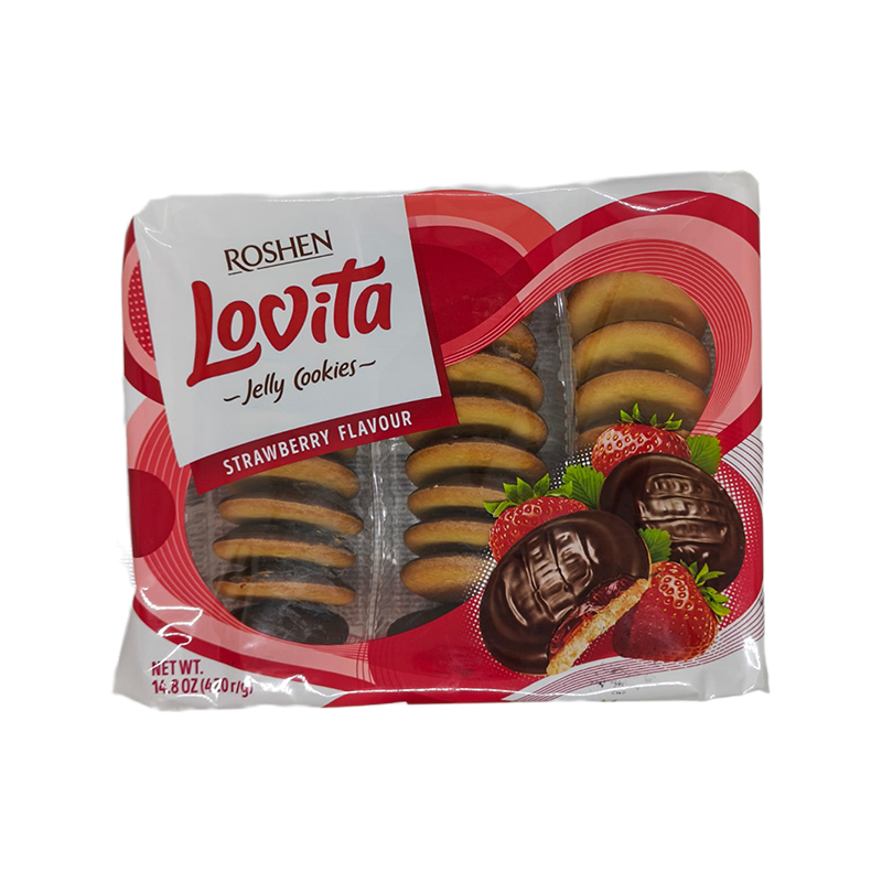 ROSHEN Lovita Biscuit cookies filled with jelly and coated with chocolate