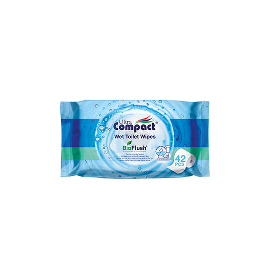 Ultra Compact Flushable Toilet Wet Wipes - 42 Sheets